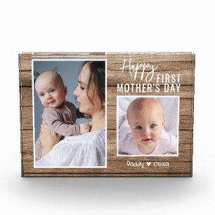 Happy First Mother's Day New Mum Wood 2 Photo Block