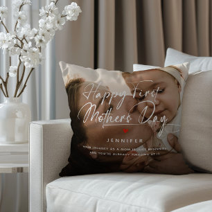 Happy First Mother's Day Photo Collage & Quote Cushion