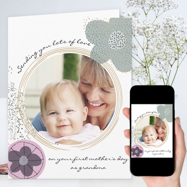 Happy First Mother's Day Pop Art Flowers Photo Card (Creator Uploaded)