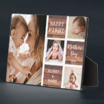 Happy First Mother's Day Wood 4 Photo Collage Plaque<br><div class="desc">First Mother's day gift idea -A modern photo plaque with a collage grid created with 4 pictures and message on a trendy Wood  block.</div>