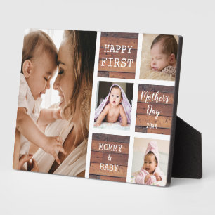 Happy First Mother's Day Wood 4 Photo Collage Plaque