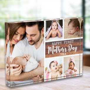 Happy First Mother's Day Wood 5 Picture Collage   Photo Block