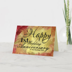 Happy First Wedding Anniversary to My Wife Card