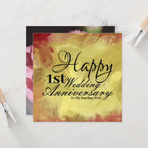 Happy First Wedding Anniversary to My Wife Card