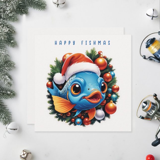 Happy fish wearing Santa hat. Holiday Card (Creator Uploaded)
