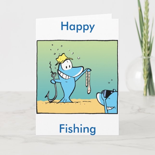 Happy Fishing Funny Greeting Card (Front)