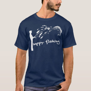 Happy Fishing Vomiting Fish Spits On Angler 1484 T-Shirt