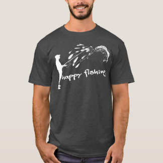 Happy Fishing Vomiting fish spits on angler  T-Shirt