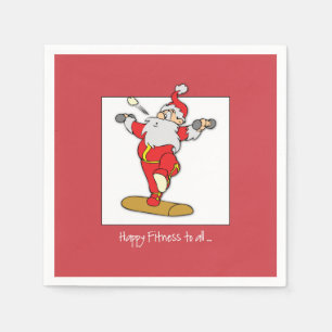 Happy Fitness Exercise Christmas with Santa Napkin