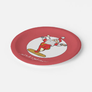 Happy Fitness Exercise Christmas with Santa Paper Plate