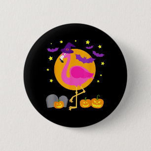 Happy Flamingoween Funny Flamingo Halloween 6 Cm Round Badge