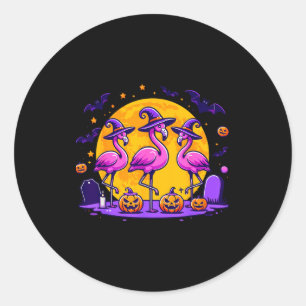 Happy Flamingoween Funny Flamingo Halloween Costum Classic Round Sticker