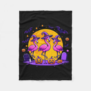 Happy Flamingoween Funny Flamingo Halloween Costum Fleece Blanket