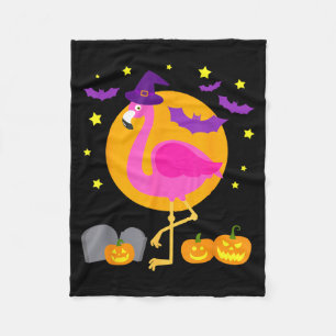 Happy Flamingoween Funny Flamingo Halloween Fleece Blanket