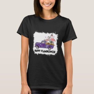 Happy Flamingoween Pink Flamingo Halloween Skeleto T-Shirt