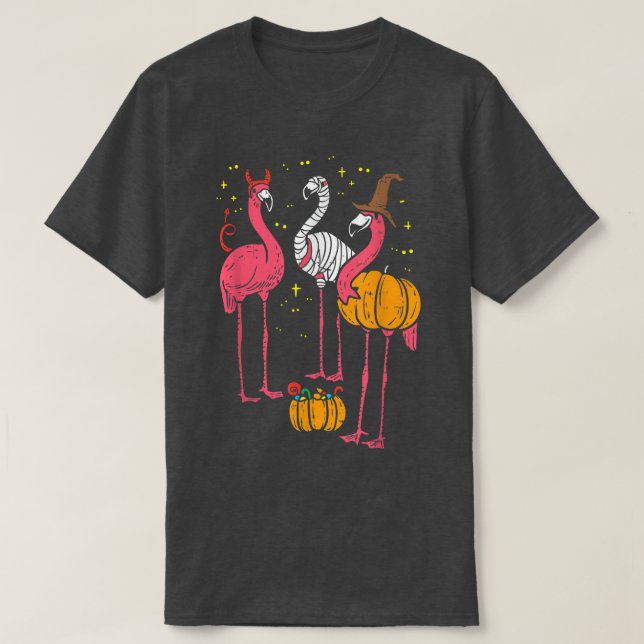 Happy Flamingoween Witch Flamingo Halloween  T-Shirt (Design Front)