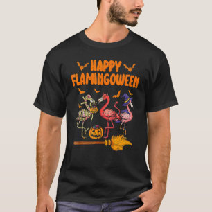 Happy Flamingoween Witch Pumpkin Mummy Flamingo Ha T-Shirt