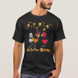 Happy Flamingoween Witch Pumpkin Mummy Flamingo Ha T-Shirt