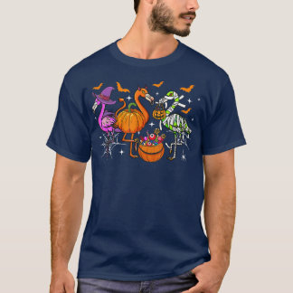 Happy Flamingoween Witch Pumpkin Mummy Flamingo Ha T-Shirt