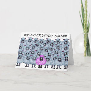Happy flock of sheep card