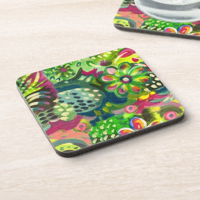 Happy floral Beverage Coaster (Left Side)