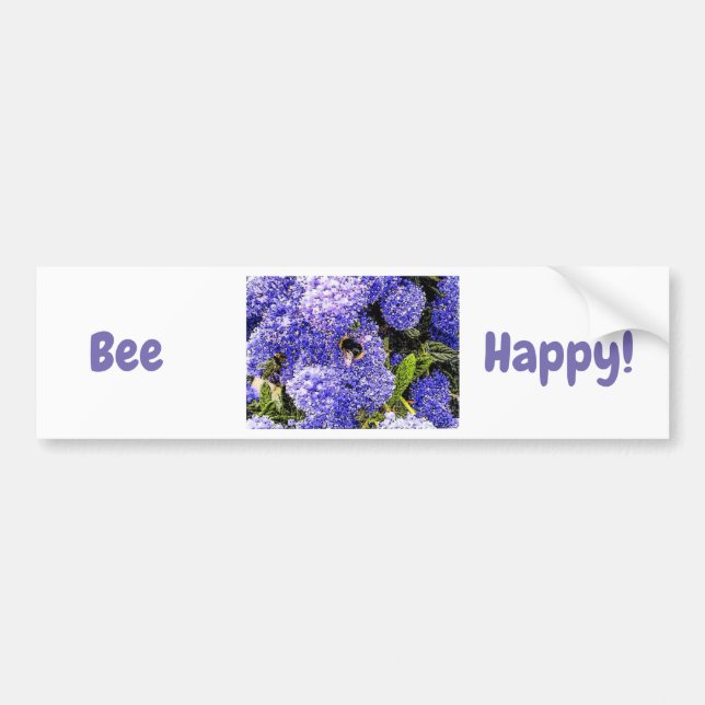 Happy Flower Bee Floral Bumper Sticker (Front)