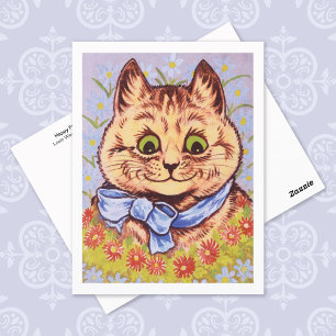 Happy Flower Cat Louis Wain Postcard