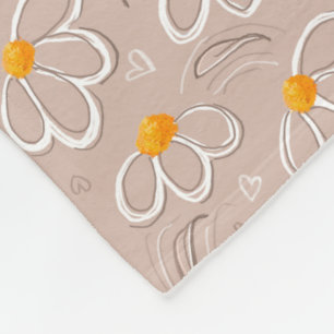 Happy Flower Doodles Fleece Blanket