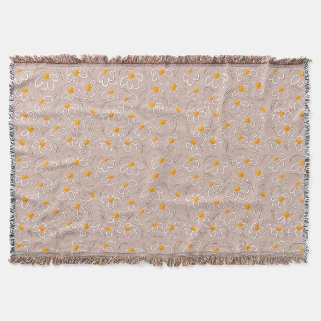 Happy Flower Doodles Throw Blanket (Front)