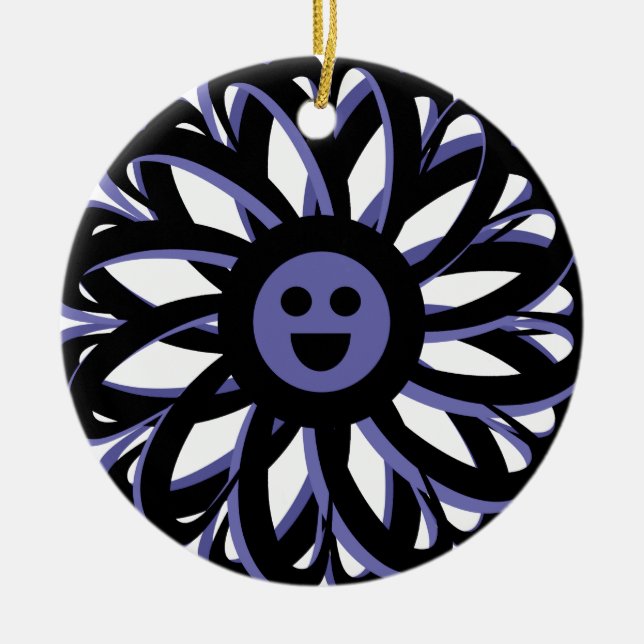 Happy Flower Friendship Ornament - Blue (Front)