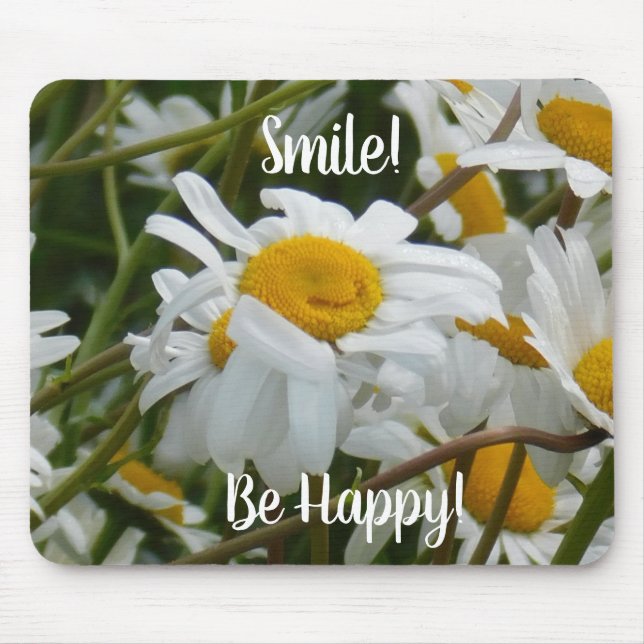 Happy Flower - Happy Face Smiling Daisy Mouse Pad (Front)