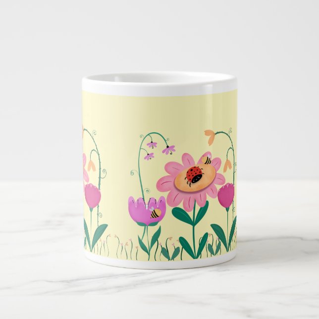 Happy Flower Large Coffee Mug (Front)