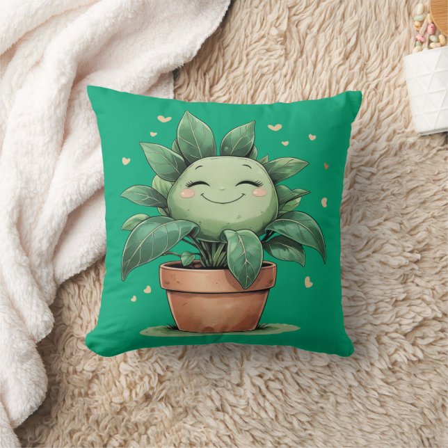 Happy Flower Pot Cute Plant Cushion (Blanket)