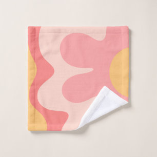Happy Flower Retro 60s Blush Pink and Yellow Wash Cloth