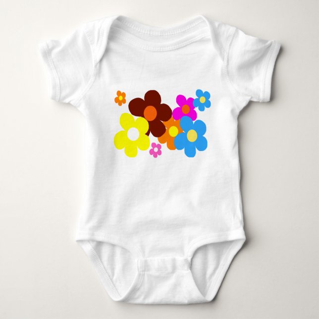 Happy Flowers  Baby Bodysuit (Front)