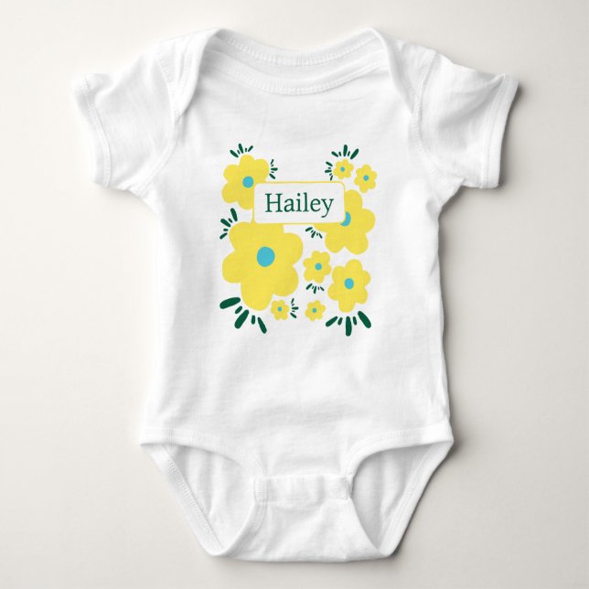 Happy Flowers Baby Bodysuit (Front)