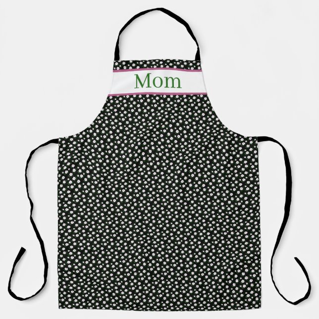 Happy Flowers Black Apron (Front)