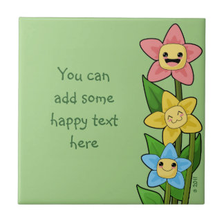 Happy Flowers Ceramic Tile