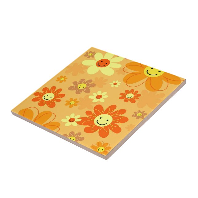 Happy Flowers Ceramic Tile (Side)
