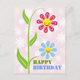 Happy Flowers Happy Birthday Postcards