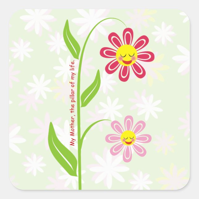 Happy flowers Mother's Day custom sticker (Front)
