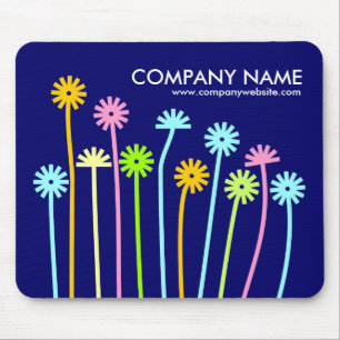 Happy Flowers (Navy Blue) Promotional Mouse Pad
