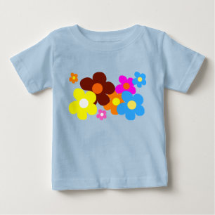 Happy Flowers Pale Blue Baby T-Shirt