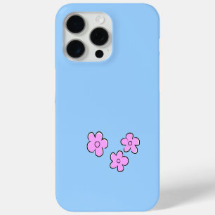 Happy Flowers - Pink on Blue - customise it - iPhone 15 Pro Max Case