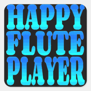 Happy Flute Player Square Sticker