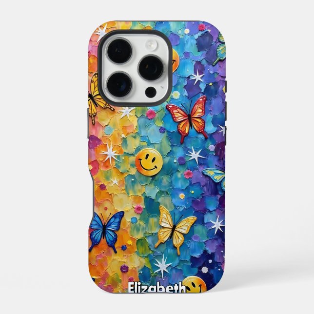 Happy Flutter: Psychedelic Smile iPhone Case (Back)