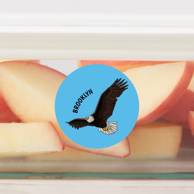 Happy flying bald eagle cartoon illustration (Affixed)