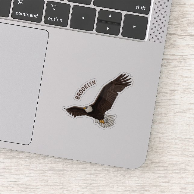 Happy flying bald eagle cartoon illustration (Detail)