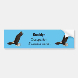 Happy flying bald eagle cartoon illustration bumper sticker