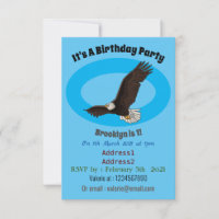 Happy flying bald eagle cartoon illustration
